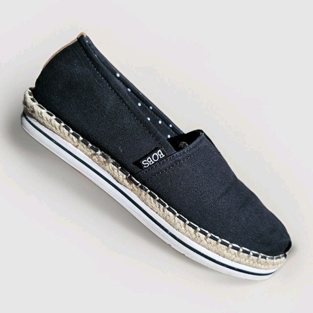 Skechers Bobs Breeze Black Canvas Slip On Espadrilles Women's Shoes Size 8.5